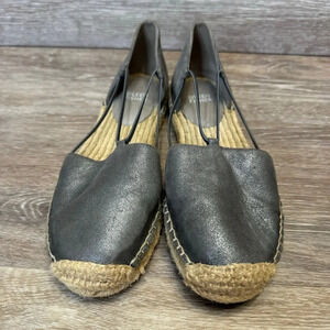 Eileen Fisher Lee d'Orsay Metallic Espadrille‎ Flat Sandal Size 7